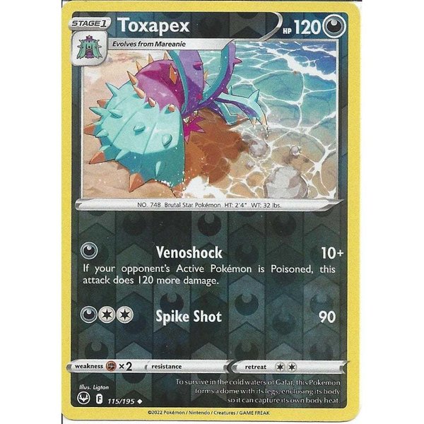 Silver Tempest - 115/195 - Toxapex - Reverse Holo